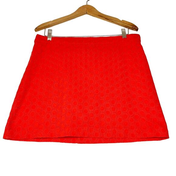 Gap Red Orange Eyelet Back Zip Mini Skirt Women’s Size 6 - Picture 1 of 9